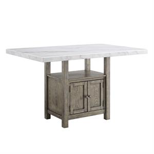 Pemberly Row White Marble and Driftwood Counter Height Dining Table