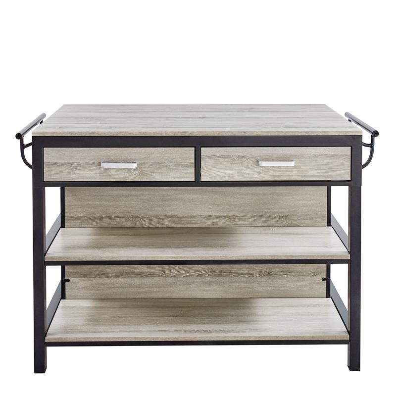 Pemberly Row Contemporary Weathered Driftwood 3-Piece Dining Set