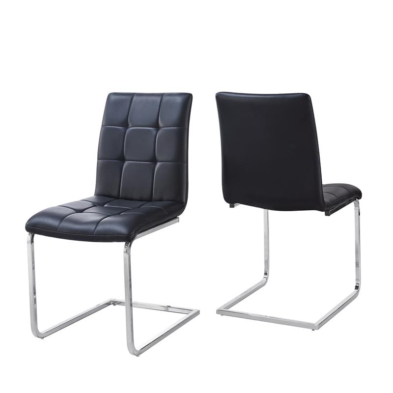 Pemberly Row Contemporary Glass Top 5-Piece Dining Set with Black Chairs