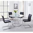 Pemberly Row Contemporary Glass Top 5-Piece Dining Set with Black Chairs