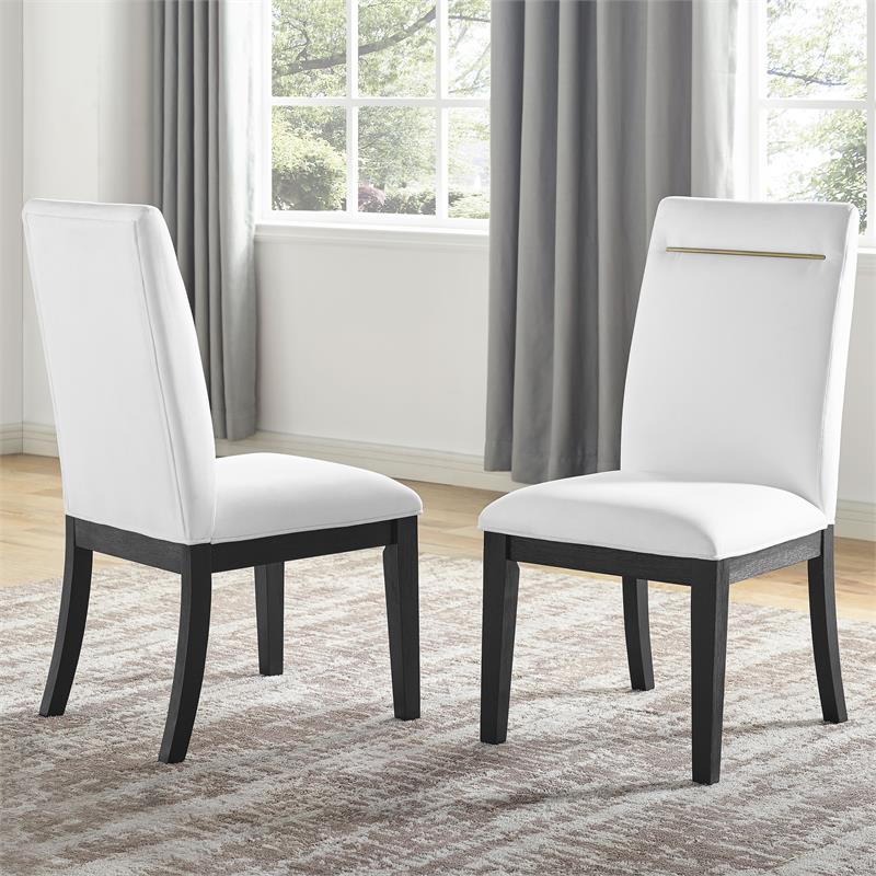 Pemberly Row Rubbed Charcoal 7-Piece Dining Set with White Side Chairs