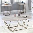 Pemberly Row Contemporary Faux White Marble 3-Pack Metal Occasional Set
