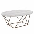 Pemberly Row Contemporary Faux White Marble 3-Pack Metal Occasional Set