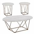 Pemberly Row Contemporary Faux White Marble 3-Pack Metal Occasional Set
