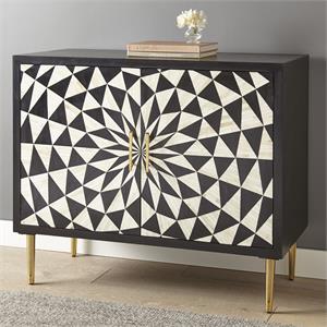 Pemberly Row Contemporary Black and Ivory 2-Door Wood Accent Cabinet