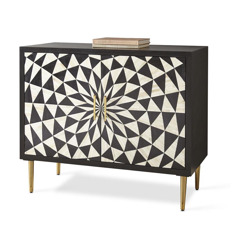 Pemberly Row Contemporary Black and Ivory 2-Door Wood Accent Cabinet