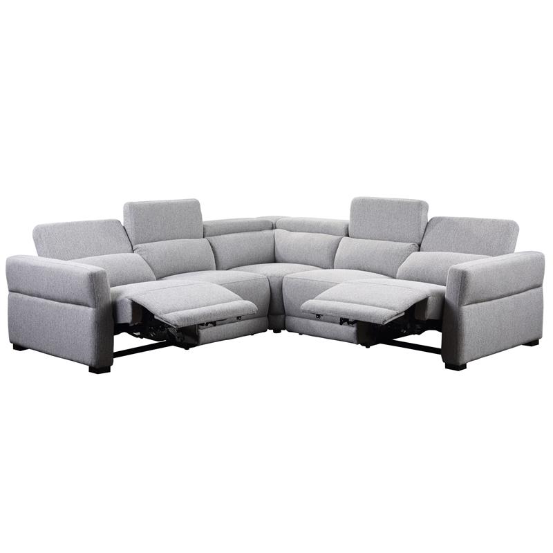 Pemberly Row Contemporary Gray Tweed Fabric Power Reclining Sectional