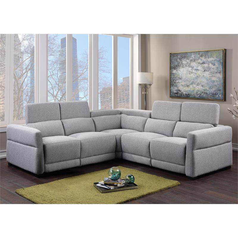 Pemberly Row Contemporary Gray Tweed Fabric Power Reclining Sectional