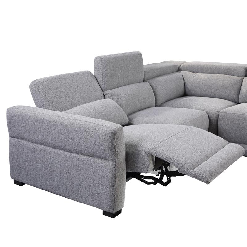 Pemberly Row Contemporary Gray Tweed Fabric Power Reclining Sectional
