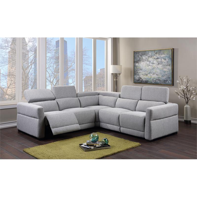 Pemberly Row Contemporary Gray Tweed Fabric Power Reclining Sectional