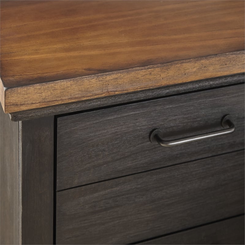 Pemberly Row Chocolate and Honey Brown Wood Two-Drawer Nightstand