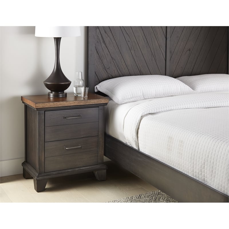 Pemberly Row Chocolate and Honey Brown Wood Two-Drawer Nightstand