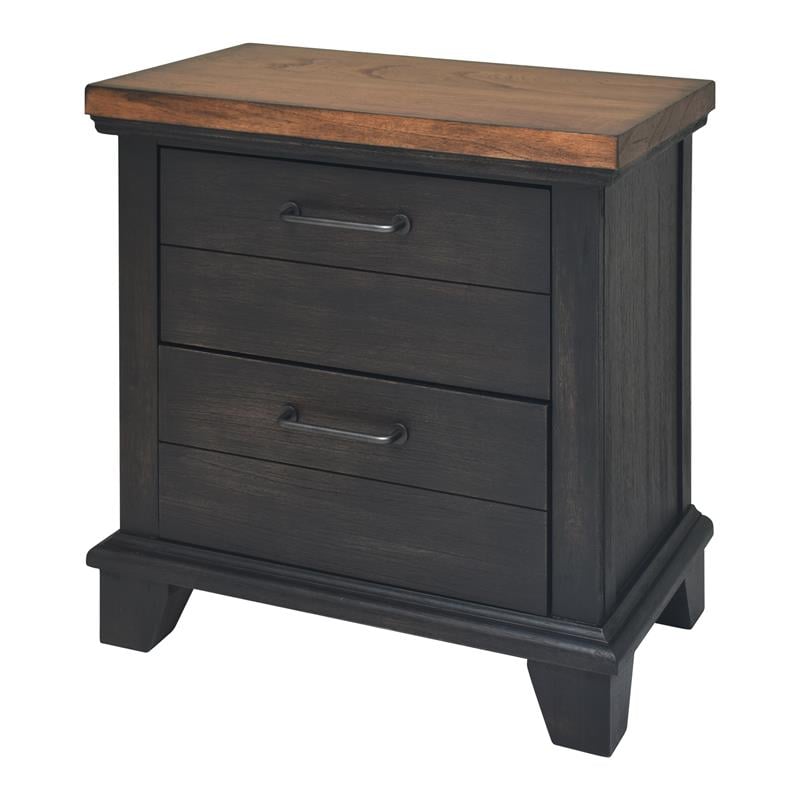 Pemberly Row Chocolate and Honey Brown Wood Two-Drawer Nightstand