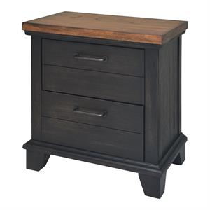 Pemberly Row Chocolate and Honey Brown Wood Two-Drawer Nightstand