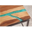 Pemberly Row Natural Wood with Emerald Green Inlay Cocktail Table