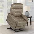 Pemberly Row Light Brown Faux Leather Power Lift Chair w/ Heat & Massage