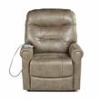 Pemberly Row Light Brown Faux Leather Power Lift Chair w/ Heat & Massage