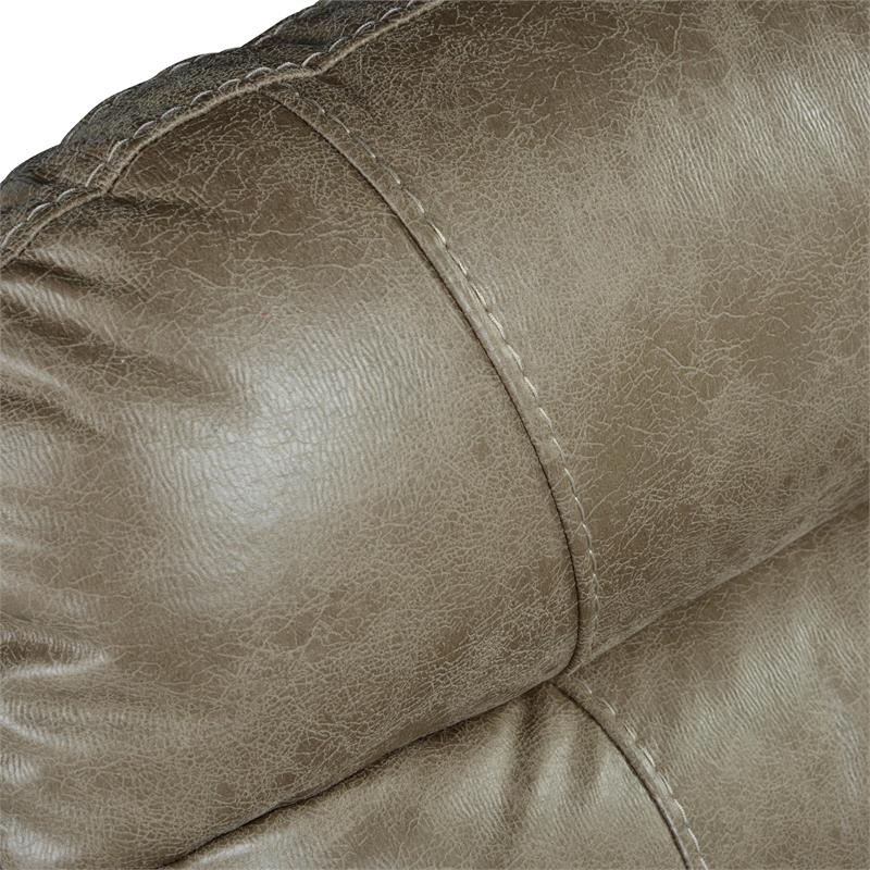 Pemberly Row Light Brown Faux Leather Power Lift Chair w/ Heat & Massage