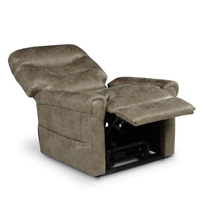 Pemberly Row Light Brown Faux Leather Power Lift Chair w/ Heat & Massage
