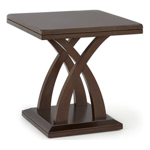 Pemberly Row Contemporary Square End Table in Espresso Cherry Wood
