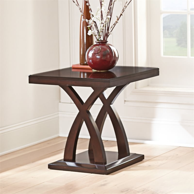 Pemberly Row Contemporary Square End Table in Espresso Cherry Wood