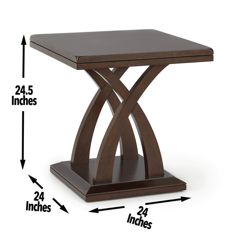 Pemberly Row Contemporary Square End Table in Espresso Cherry Wood