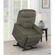 Pemberly Row Walnut Brown Faux Leather Power Lift Chair with Heat and Massage