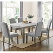 Pemberly Row Transitional Mossy Gray and Marble 7-Piece Dining Set