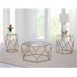 Pemberly Row Contemporary Hexagonal Clear Glass and Metal Cocktail Table