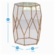 Pemberly Row Hexagonal Clear Glass and Metal Chairside End Table