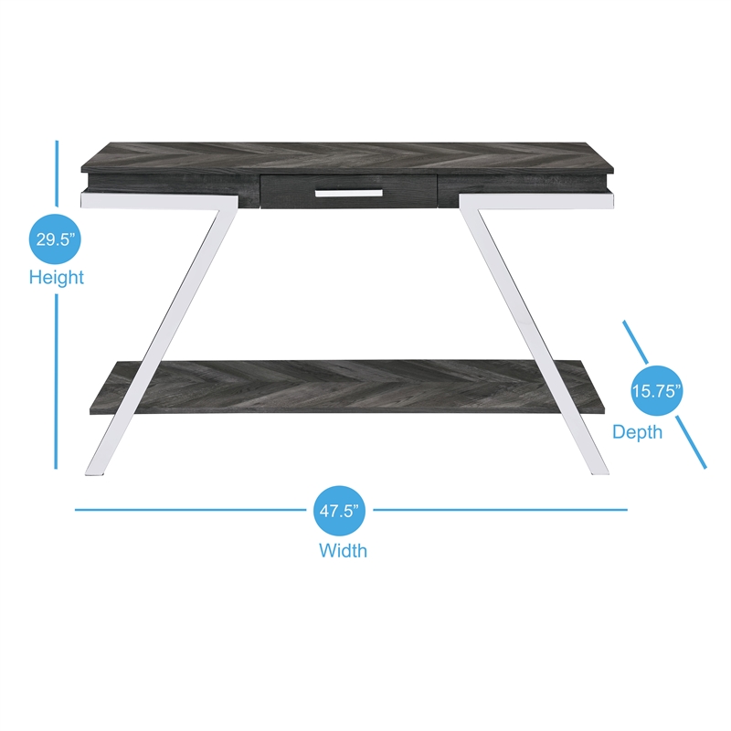 Pemberly Row Contemporary Dark Gray Wood and Laminate Sofa Table