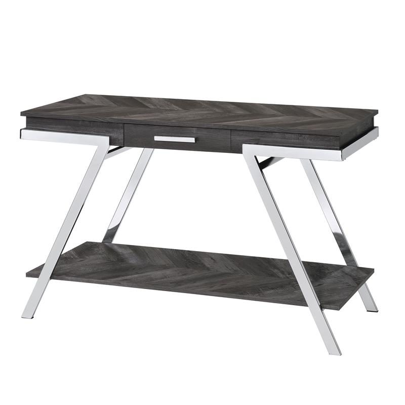 Pemberly Row Contemporary Dark Gray Wood and Laminate Sofa Table