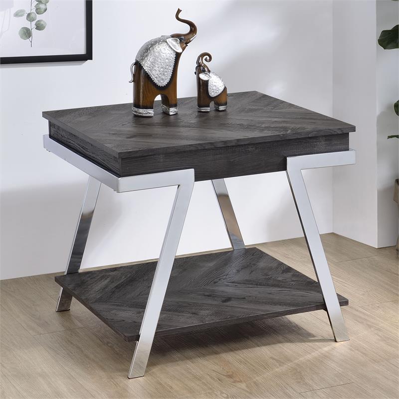 Pemberly Row Dark Gray Wood and Laminate 3-Piece Occasional Table Set