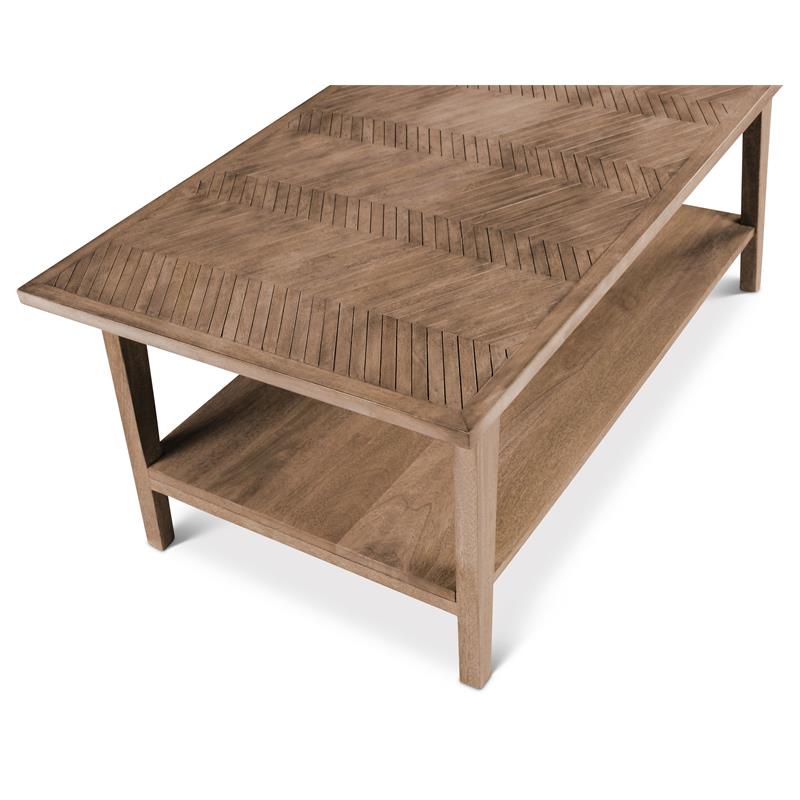 Pemberly Row Mid-Century Natural Wood Rectangle Cocktail Table