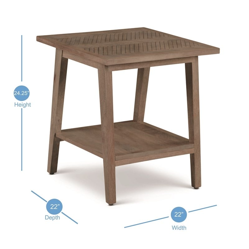Pemberly Row Modern Mid-Century Natural Wood Square End Table