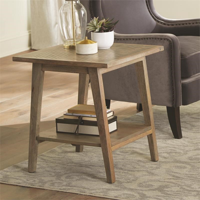 Pemberly Row Modern Mid-Century Natural Wood Square End Table