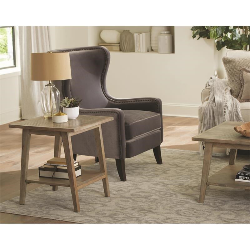 Pemberly Row Modern Mid-Century Natural Wood Square End Table
