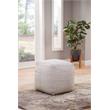 Pemberly Row Modern Transitional Square Handwoven Ivory Wool Pouf
