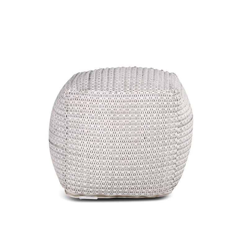 Pemberly Row Modern Transitional Square Handwoven Ivory Wool Pouf