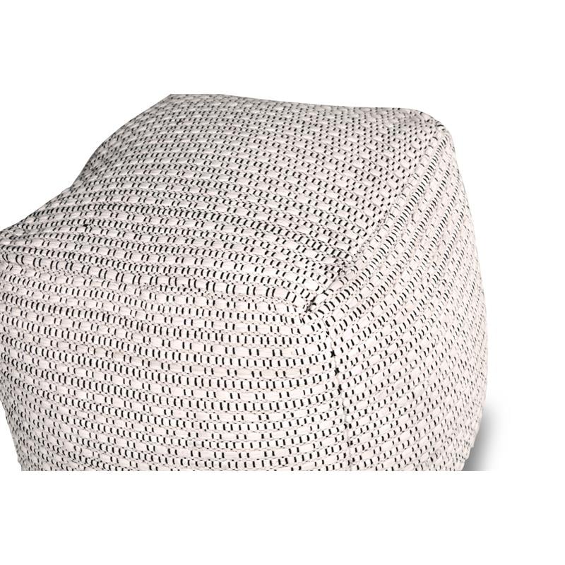Pemberly Row Modern Transitional Square Handwoven Ivory Wool Pouf