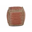 Pemberly Row Transitional Square Handwoven Cinnamon/ Khaki Jute Pouf