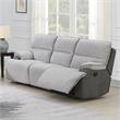 Pemberly Row Transitional Fabric Recliner Sofa in Light Gray