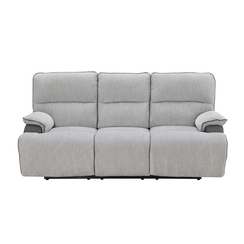 Pemberly Row Transitional Fabric Recliner Sofa in Light Gray