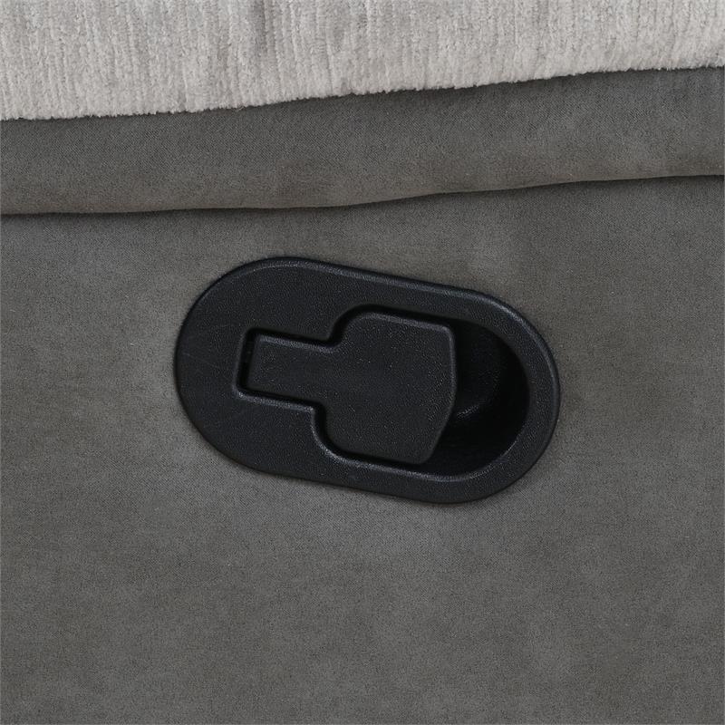 Pemberly Row Transitional Fabric Recliner Sofa in Light Gray