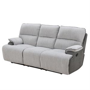 Pemberly Row Transitional Fabric Recliner Sofa in Light Gray