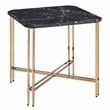 Pemberly Row Transitional Black Faux Marble and Gold Metal End Table