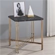 Pemberly Row Transitional Black Faux Marble and Gold Metal End Table