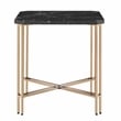 Pemberly Row Transitional Black Faux Marble and Gold Metal End Table