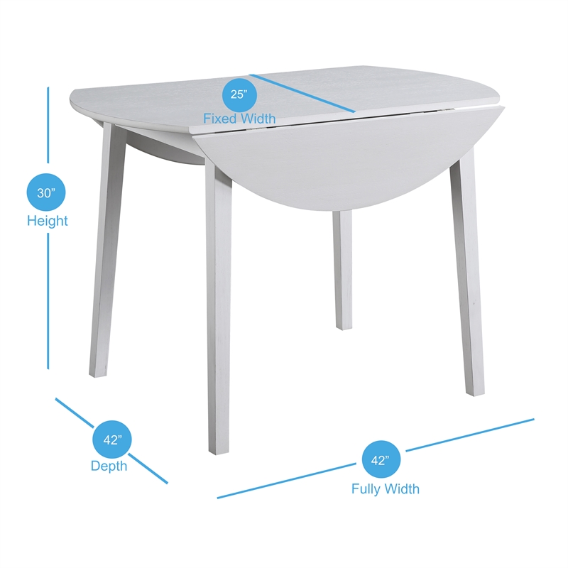 Pemberly Row Modern / Contemporary White Wood Drop-leaf Dining Table