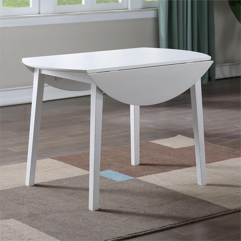 Pemberly Row Modern / Contemporary White Wood Drop-leaf Dining Table